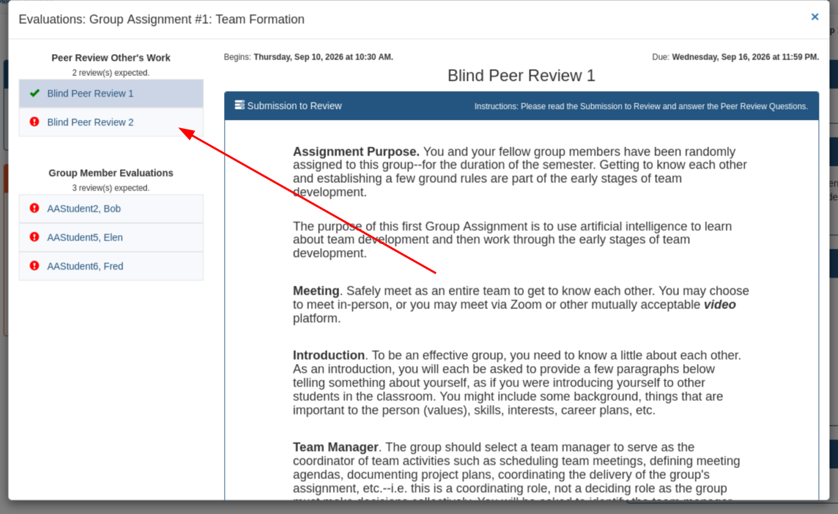 Left column showing the first review with a green check mark and the second review still to do